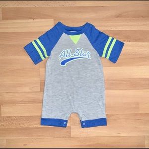 NWOT Lullaby Boys All-Star Romper; 6-9 months
